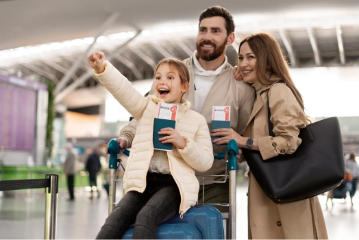 Happy family at airport