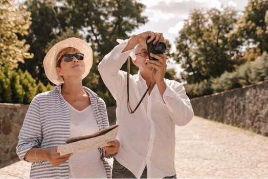 Couple capturing a moment with a camera